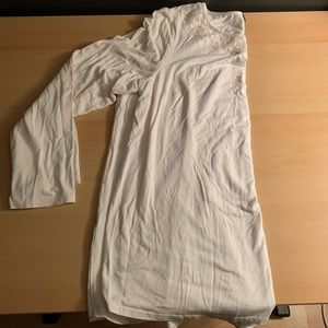 Laura White Long Sleeve with Lace Insert Neckline